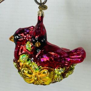 Christopher Radko Holly Nest Cardinals Ornament EUC